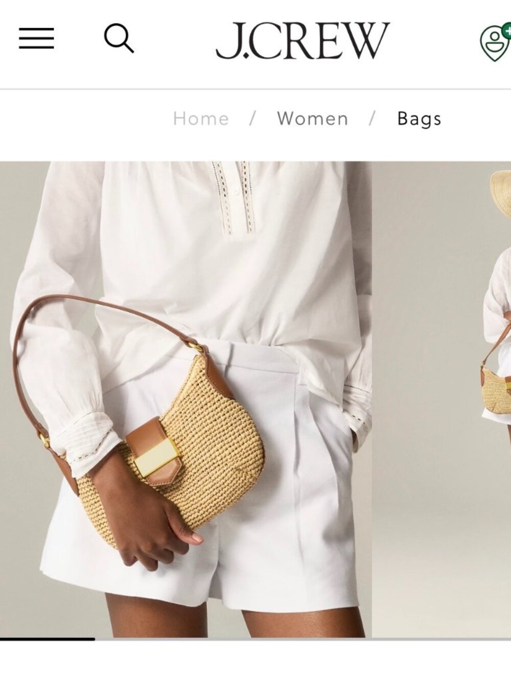 J.Crew Handknotted Straw Shoulder Bag Leather Gold Hardware NWT